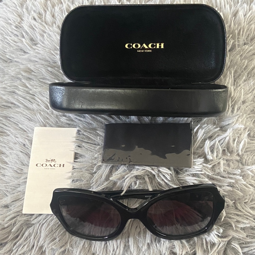 NWT Coach Black Cat-Eye Sunglasses with Dark Smoke Lenses